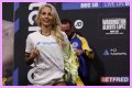 Ebanie Bridges strips down to bra and knickers for weigh in ahead of world title fight with Maria Cecilia Roman